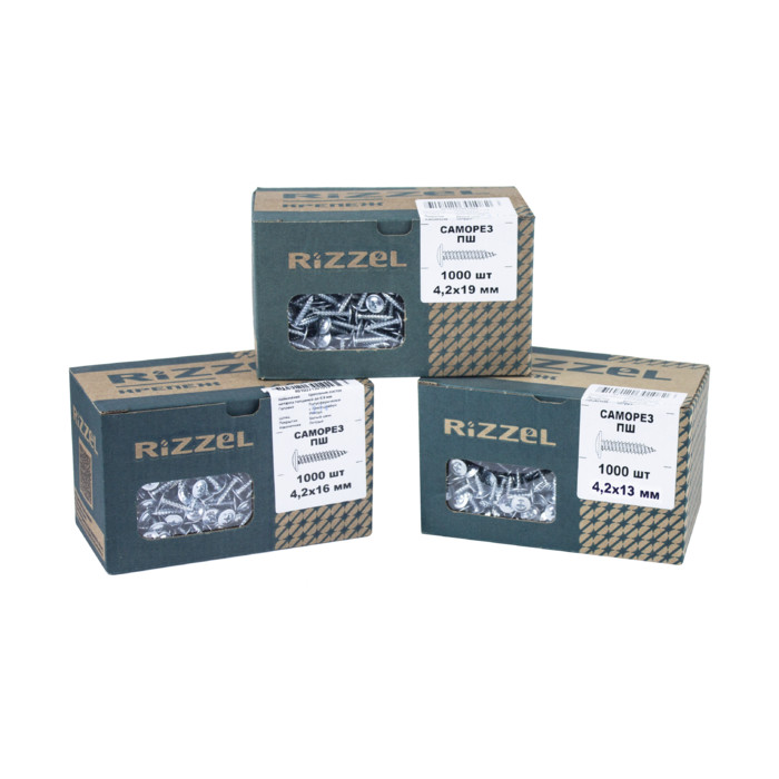 Саморез ПШ Rizzel 4,2х14 (400шт) шлиц PH2, цинк